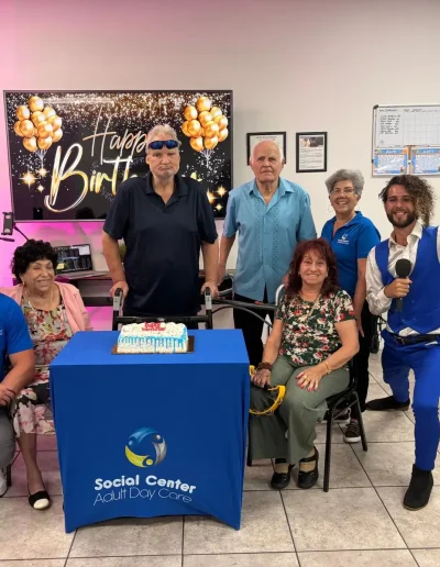 Birthday celebration and group activity with seniors at Social Center Adult Day Care